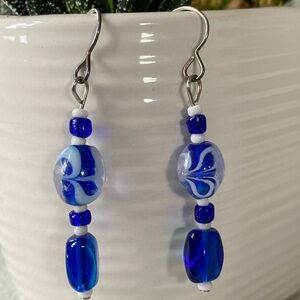 Blue Beaded Earrings